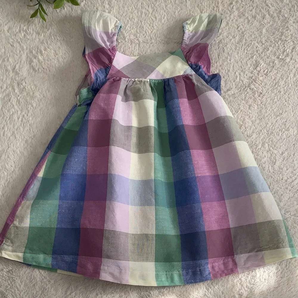 GAP Square Check Sundress 3 EUC Blue Green Purple